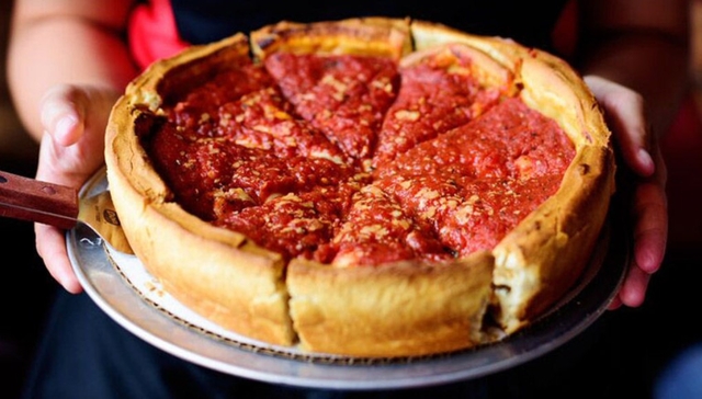 Deep-Dish Pizza at Giordano's Pizza in Chicago